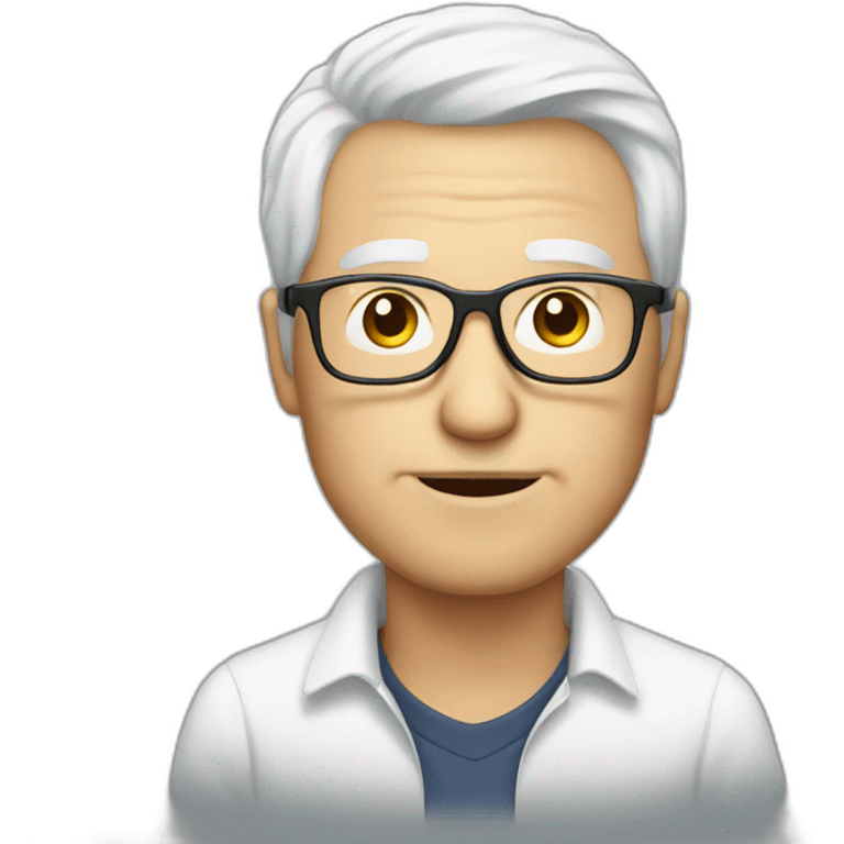 white hair middle age white man with glasses working on smartphone emoji