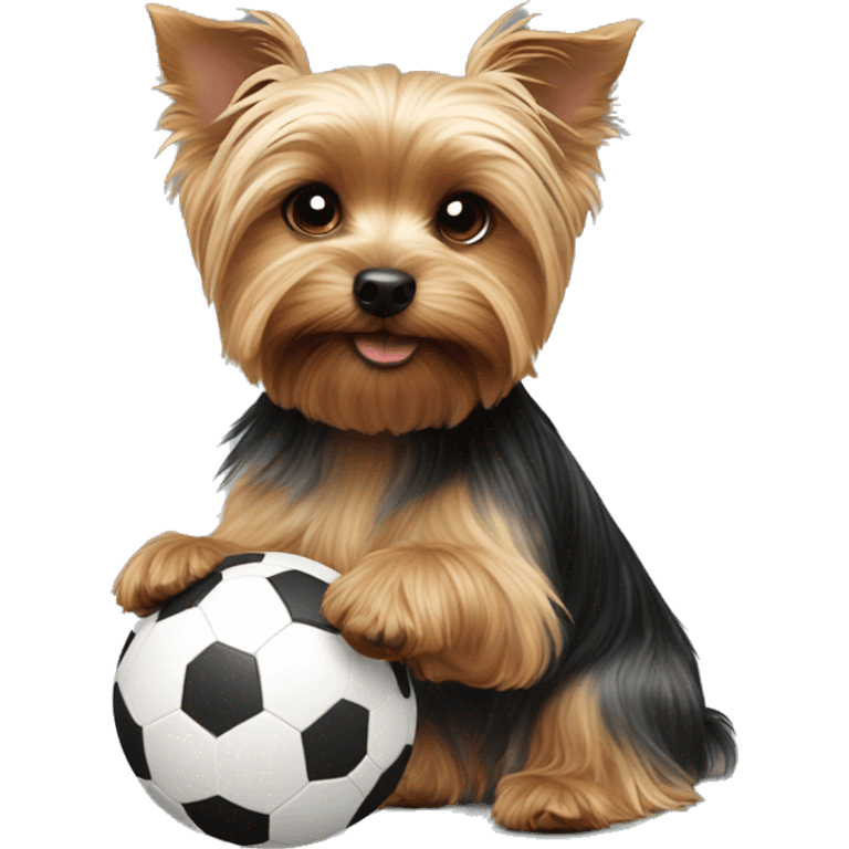 Yorkshire terrier playing with a little ball emoji