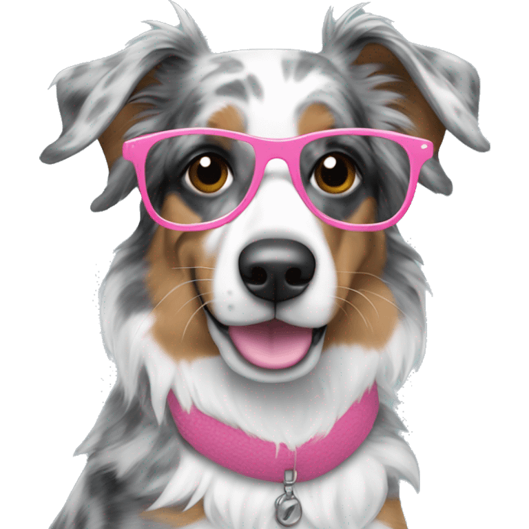 Blue Merle Great wearing pink sunglasses emoji