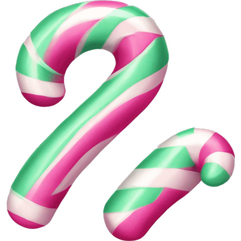 Realistic hot pink and mint green candy cane. emoji