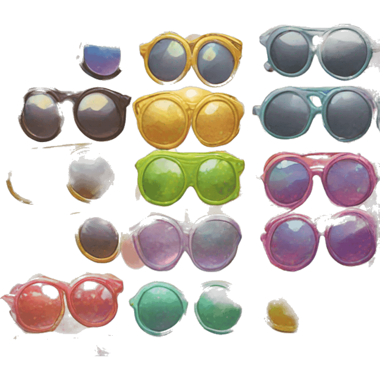 round sunglasses sparkle rainbow emoji