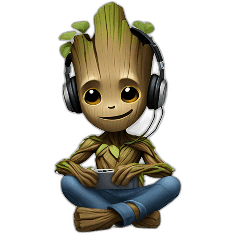 Groot listening to music emoji