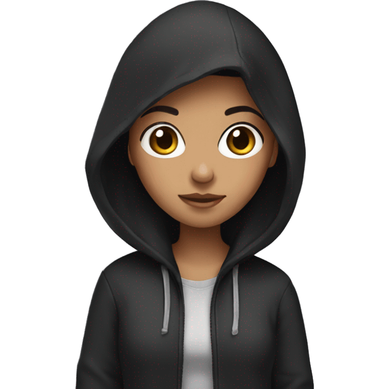 Girl with black hair and hoodie  emoji