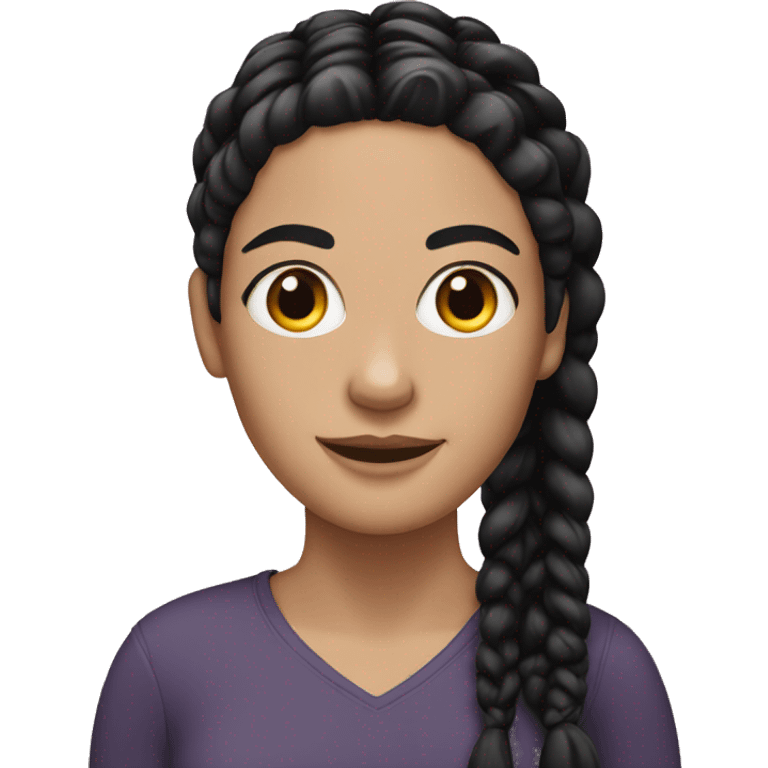 white woman with black hair braids emoji