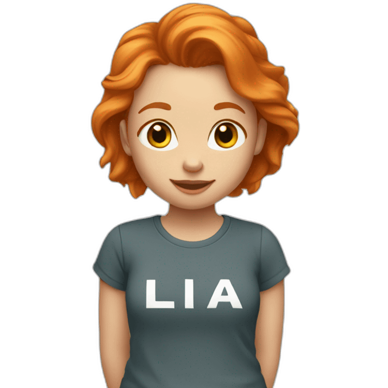 ginger girl with a tshirt that says ,,lia‘‘ emoji