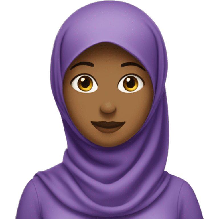 Perempuan dengan jilbab berwarna ungu dan ditambah kan daun diatasnya emoji