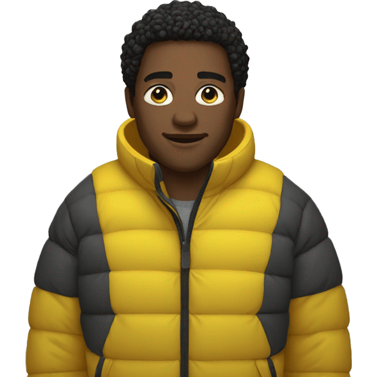 Black man wearing a yellow puffer jacket  emoji