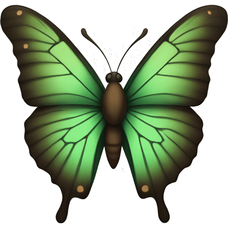 Very dark green butterfly with brown  emoji