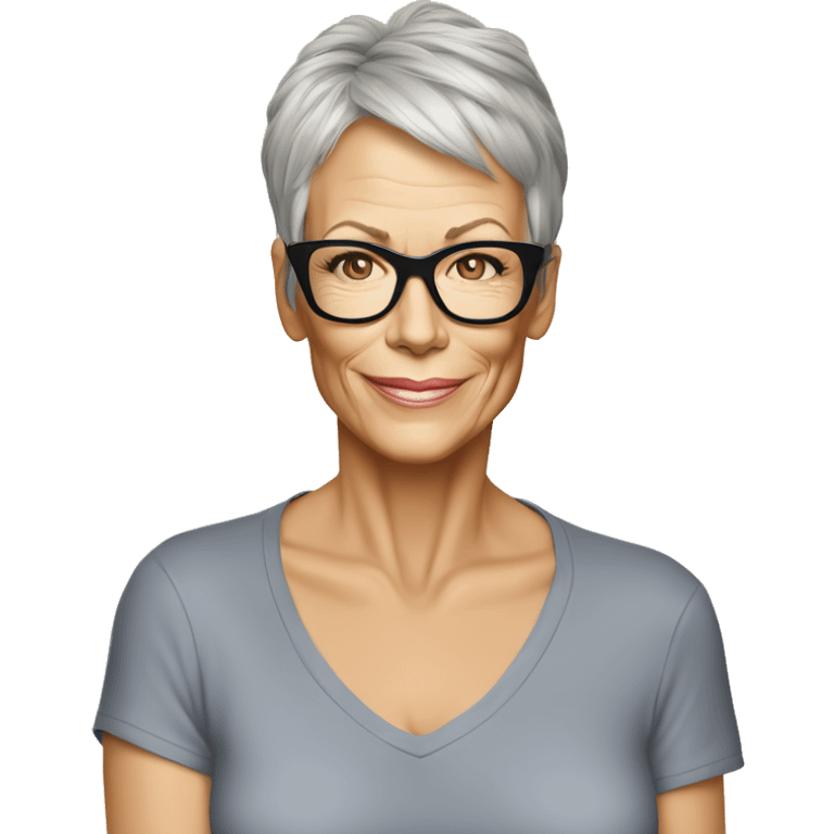 40 year old Jamie Lee Curtis cartoon wearing tee emoji