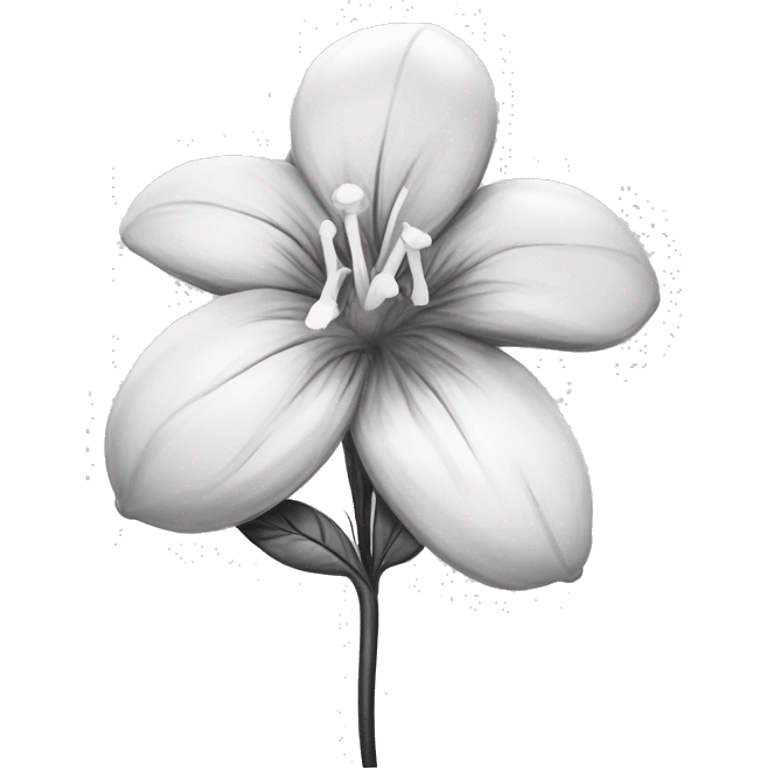 a balloon flower- white and black- like an tattoo emoji