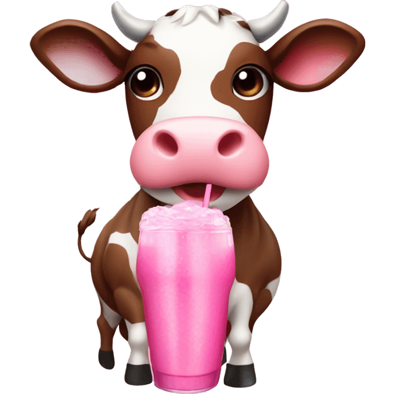 cute cow whit a pink bow and a cute brown drink emoji