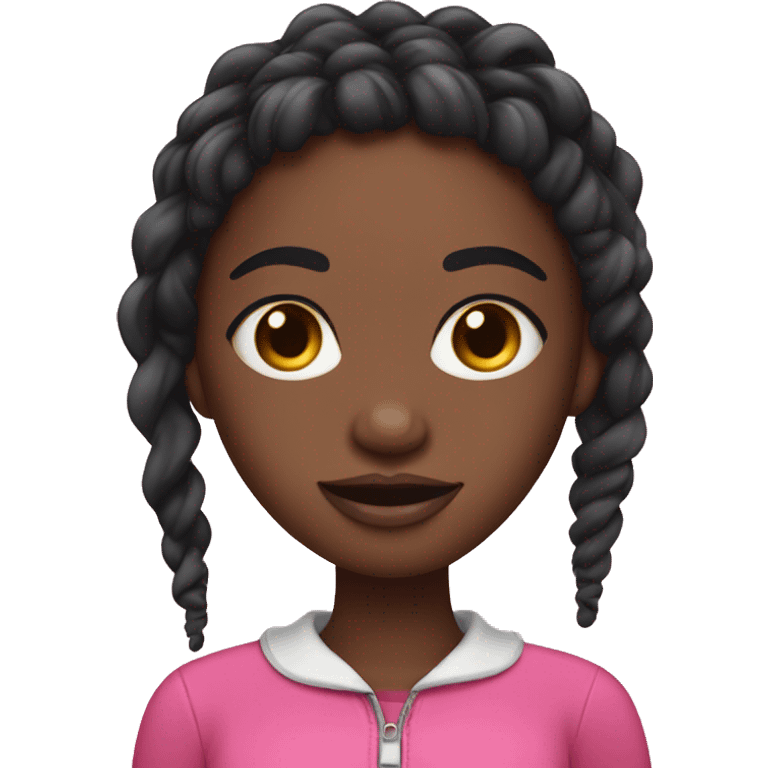 black girl with mini twists with a pink outfit sticking her tongue out  emoji