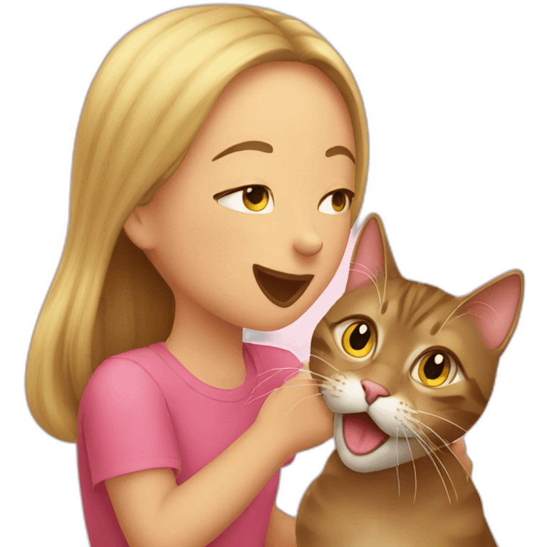 the cat licking a girl's cheek  emoji