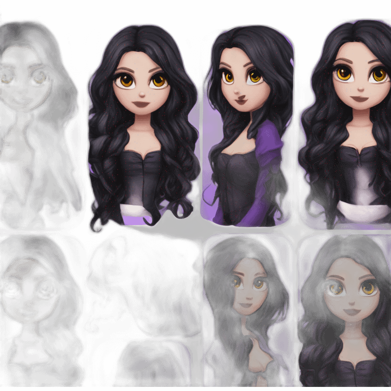 Elissabat long-hair-dark-plumpurple-and-black-vampire-goth-makeup-pinkeyes-romanticgothcloses- emoji