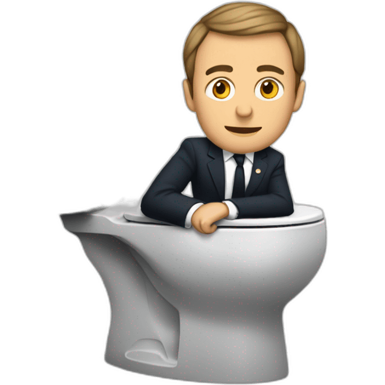 macron in toilet emoji