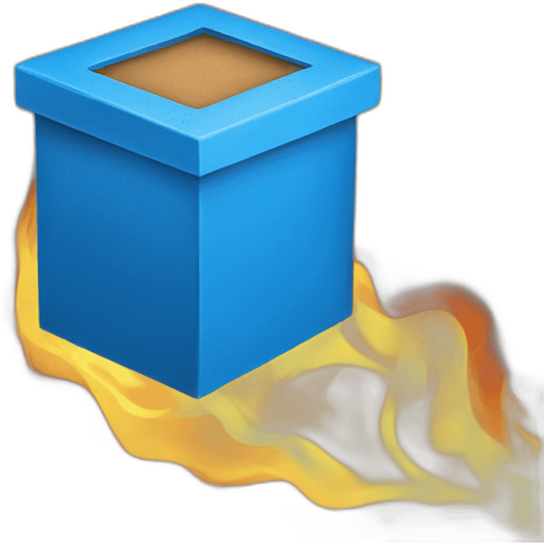 blue box on fire emoji