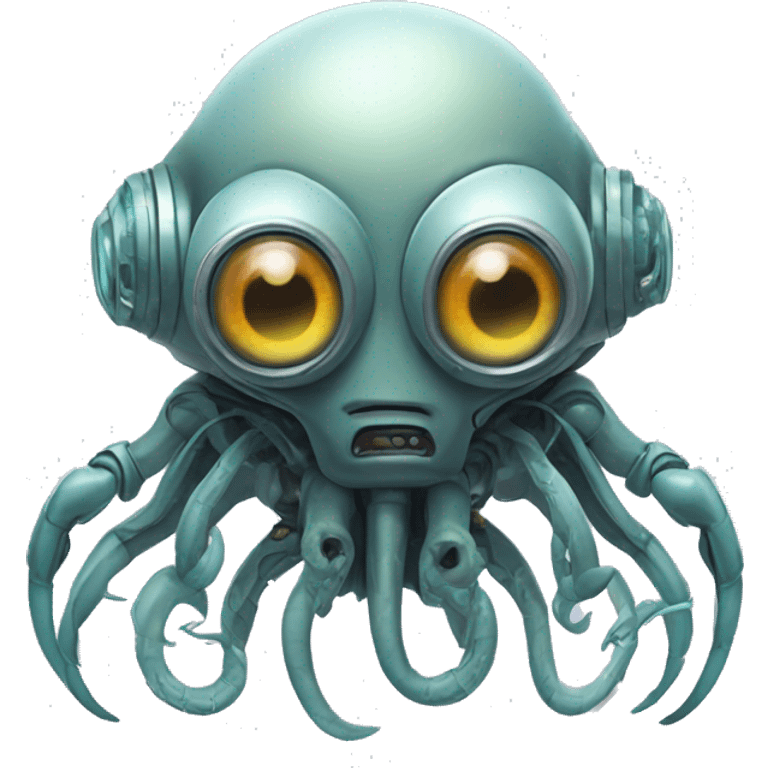 biomechanical alien robot with four eyes and tentacles  emoji