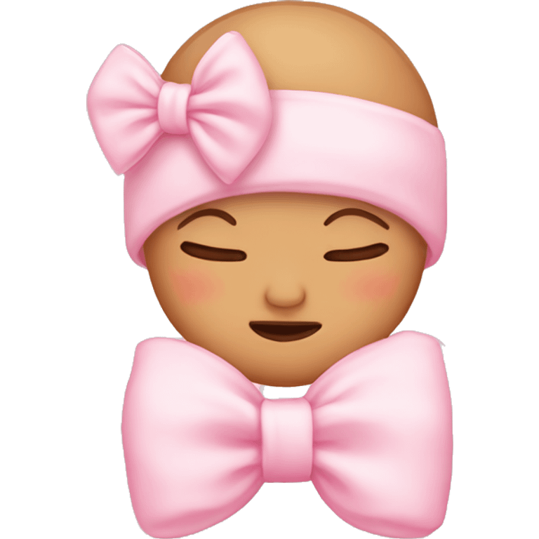 sleeping baby pink bow emoji