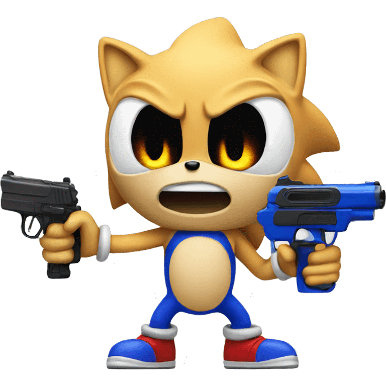 Sonic with a gun emoji