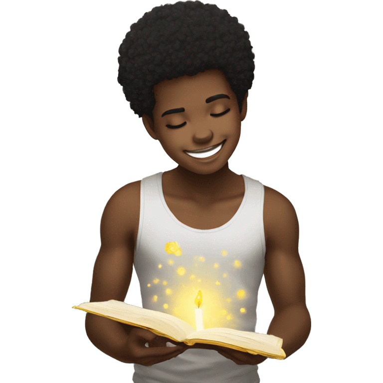 Afro black hair boy pray to smile new year confetty  emoji