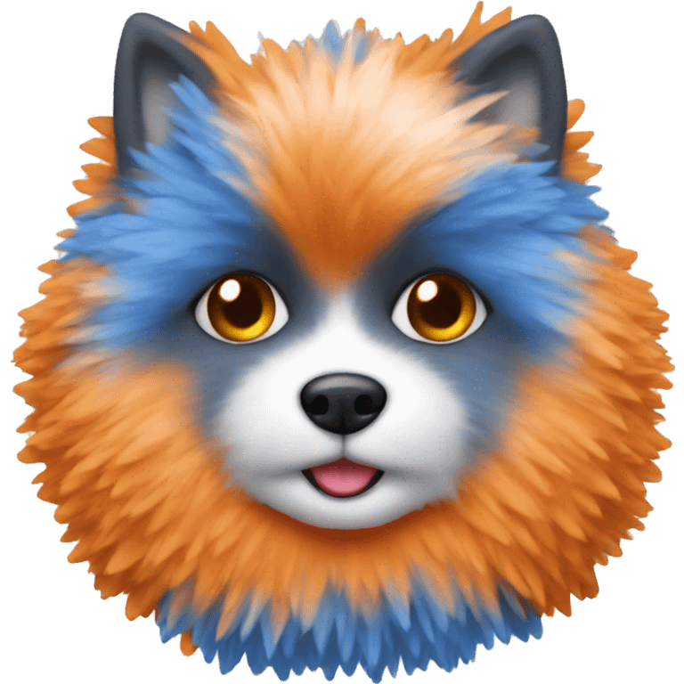 orange and blue and white pom pom emoji