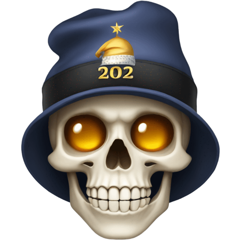 Skull wearing a New Year 2025 hat emoji