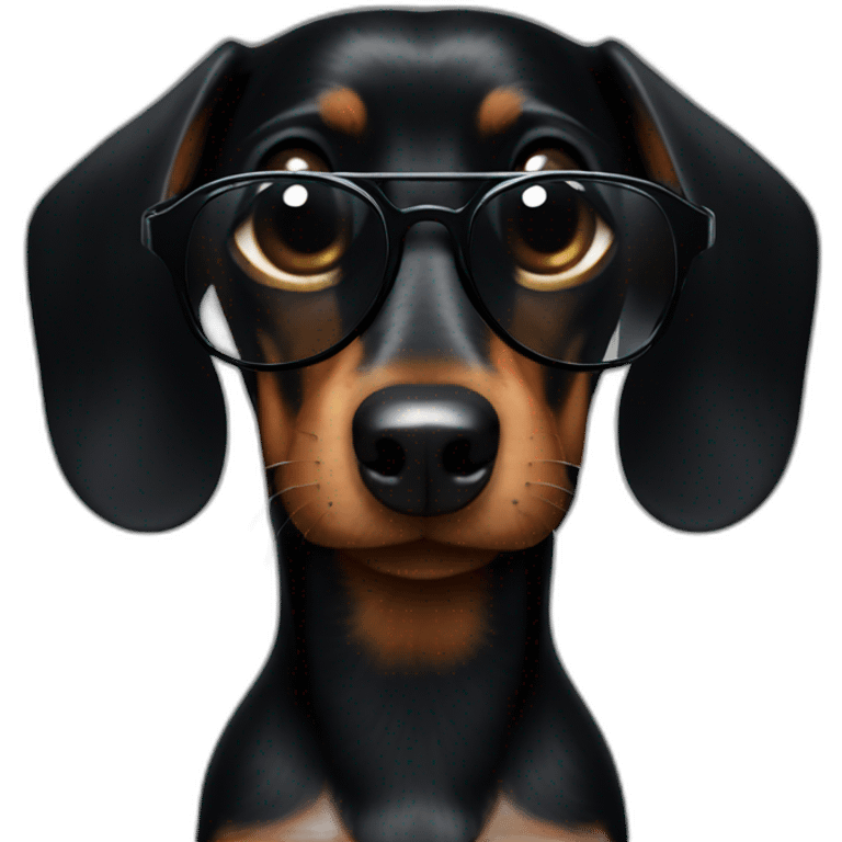 black dachshund in the dark sunglasses head shot emoji