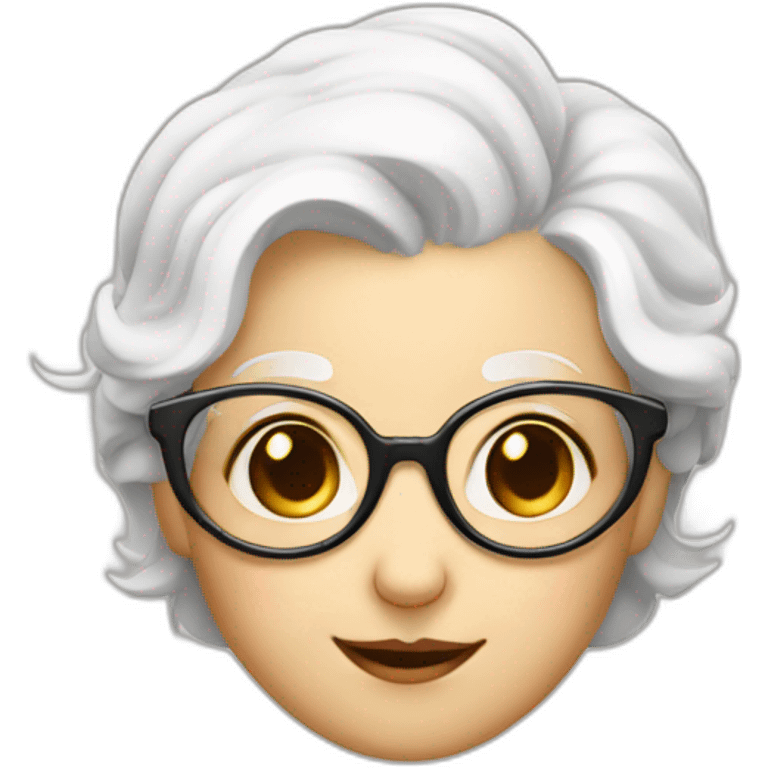 old jerry feminine mouse with spectacles and white hair and white dress emoji