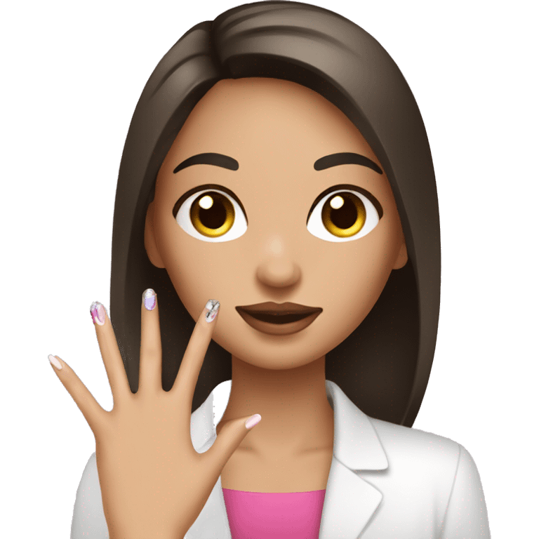 Brunette Girl getting a manicure at nail salon emoji