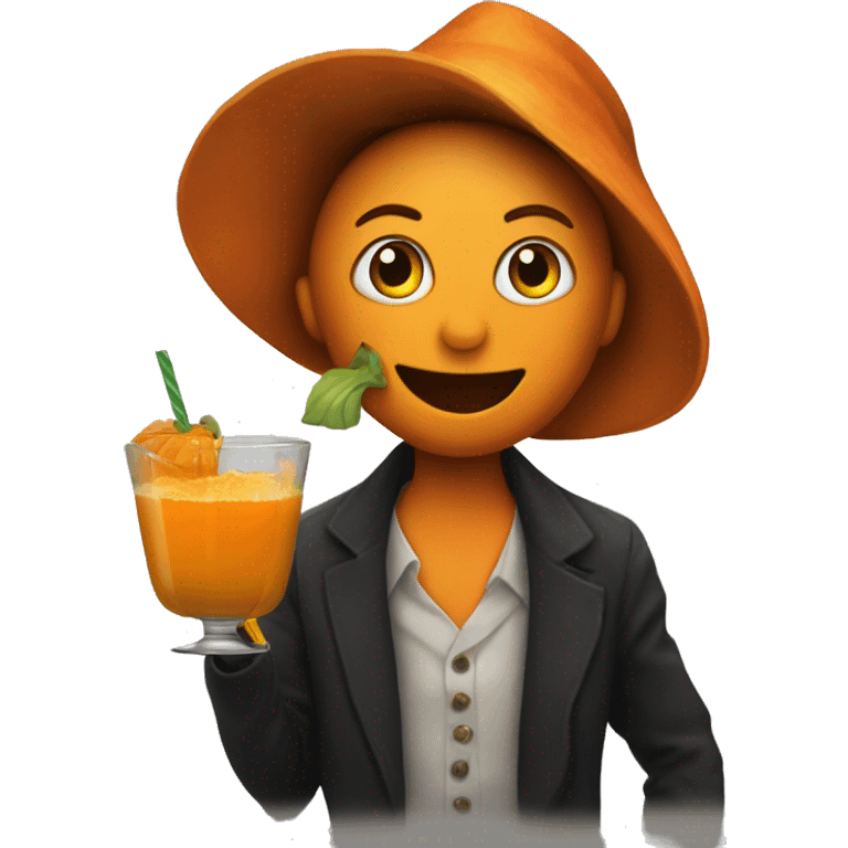 Person with Pumpkin head drinking cocktail on Kathryn Avenue emoji