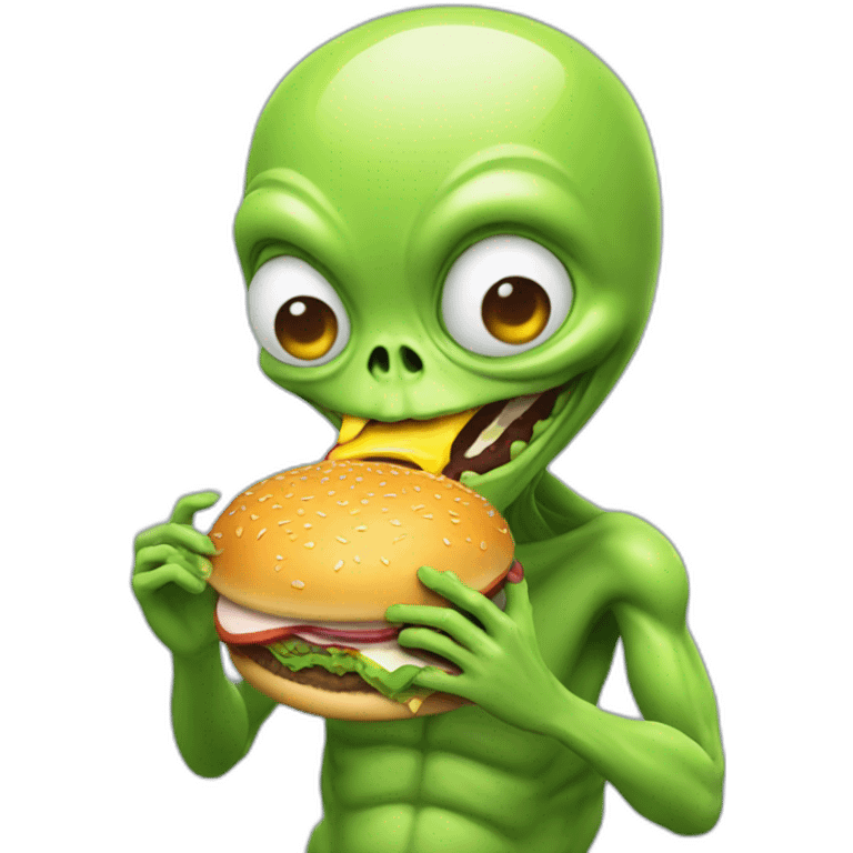 Alien eating burger emoji