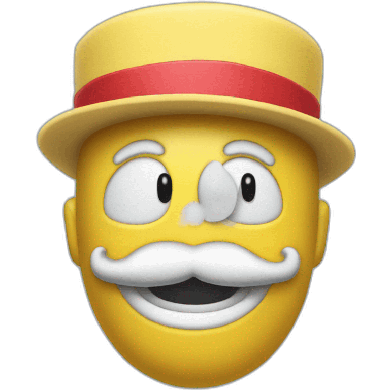 bonhomme moustachu en moule bite levant le bras droit vers le ciel emoji