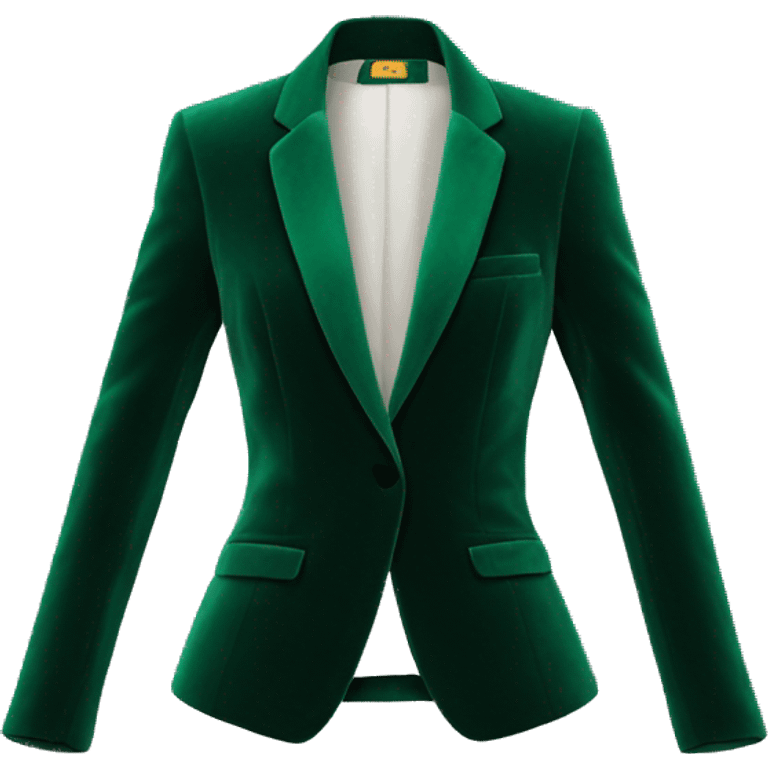 Realistic isolated velvet emerald green open blazer  with raised collar. emoji