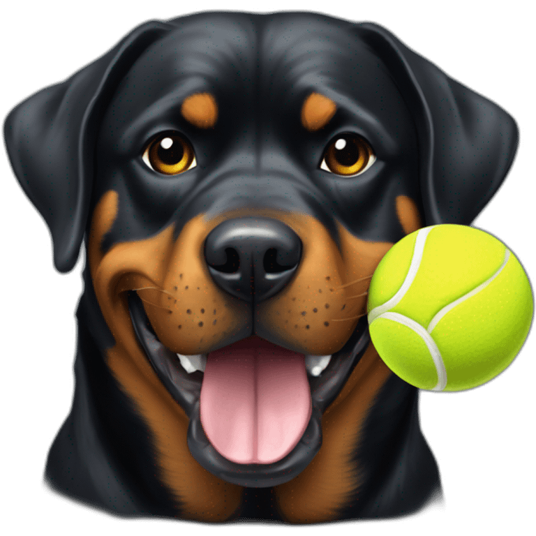 rottweiller with 2 tennisball in mouth emoji