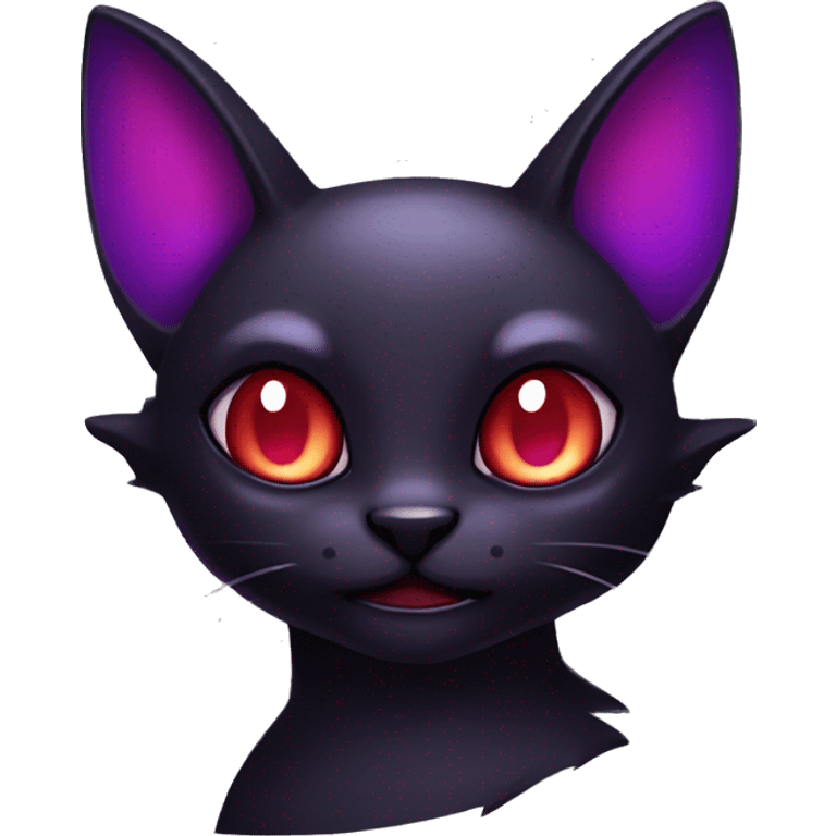 Vampiric black cat fakemon with red purple markings emoji