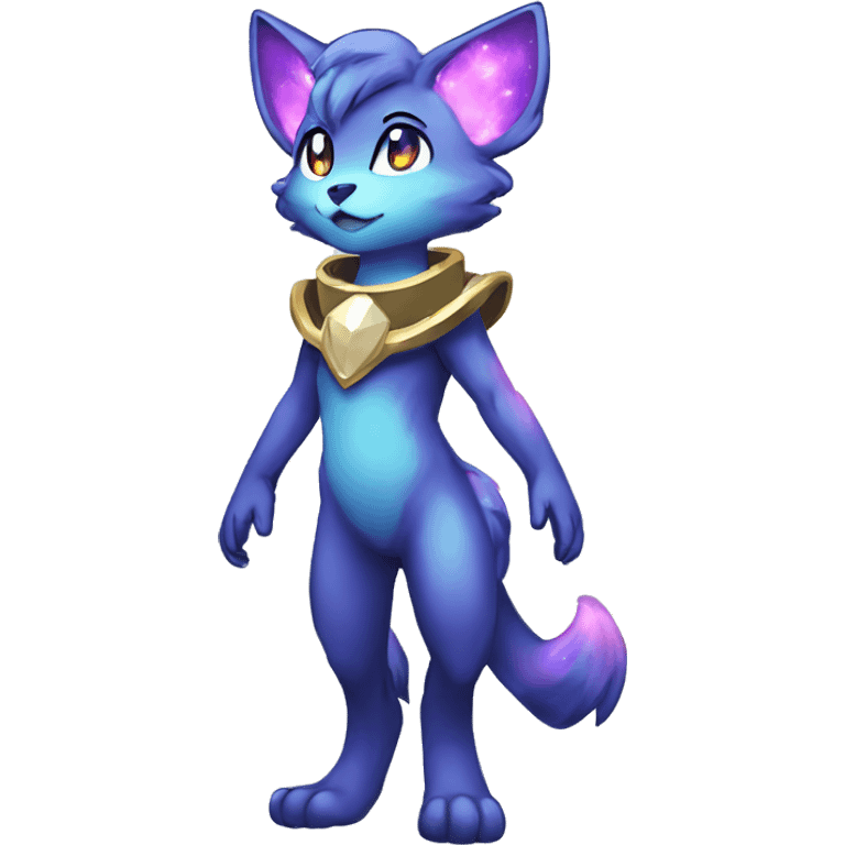 Shiny Anthro Sona Fakemon Nebula with a collar Full Body emoji