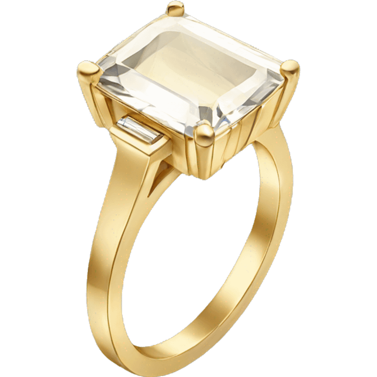 Gold engagement ring with rectangular stone  emoji