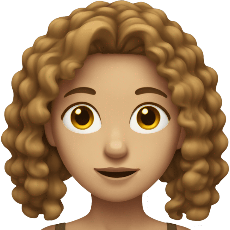 Pale female with long, brown, curly hair with her hands on her face emoji