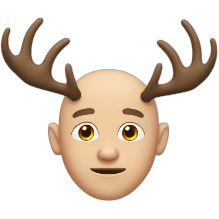 Bald Man brown eyes with Moose antlers emoji