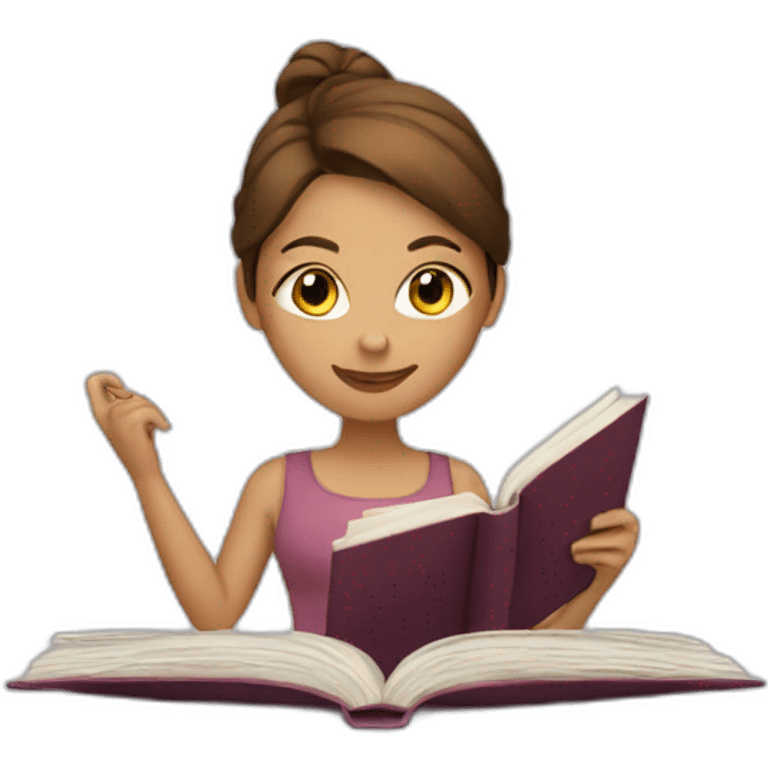 brown-medium-hair-woman-reading-a-book emoji