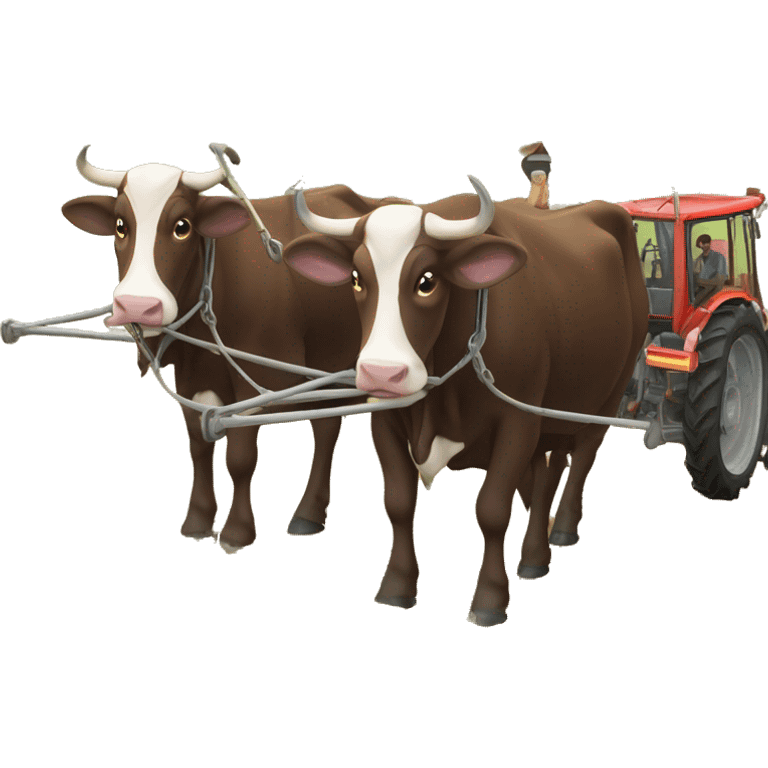 pair of oxen pulling farm plough emoji