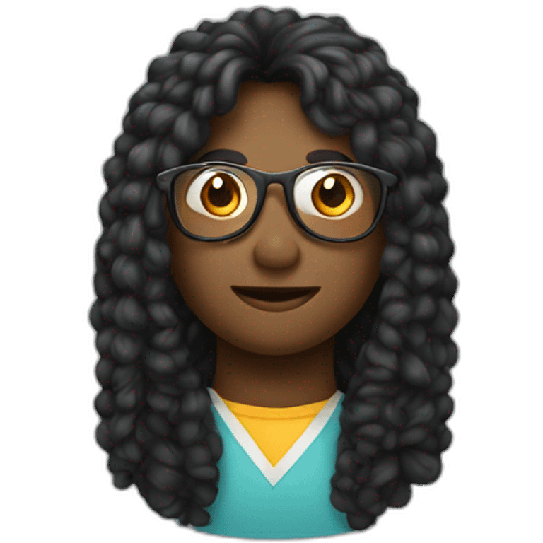 Moça Negra cabelo de rabo de cavalo, e óculos redondo fino emoji