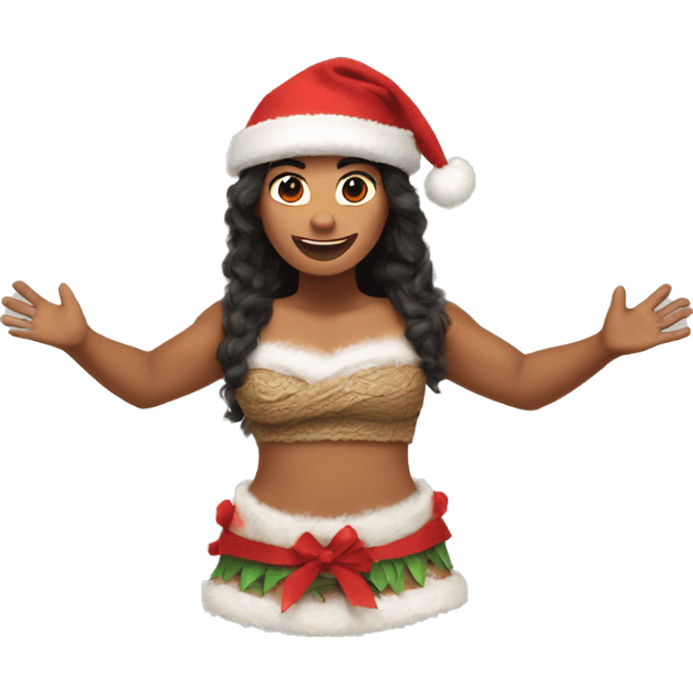 moana christmas hat open arms emoji