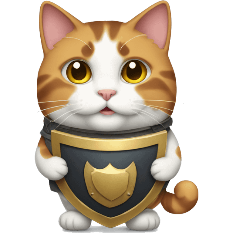 Fat calico cat with a shield  emoji