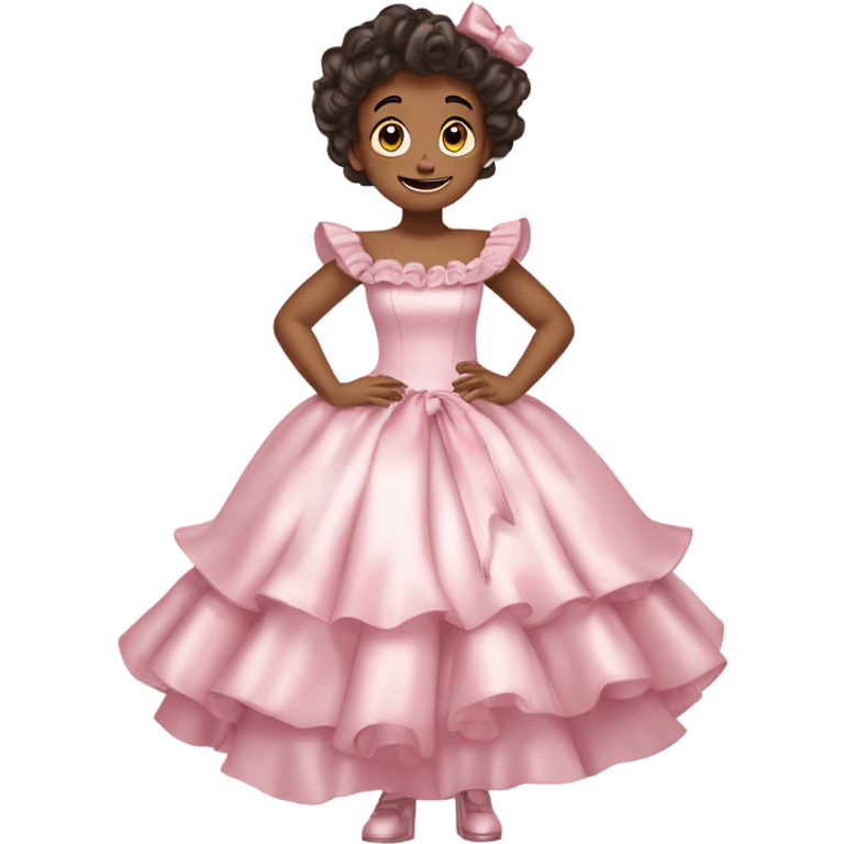 Satin pink pastel soft tiana ruffle dress and add pink ribbons (without people) emoji