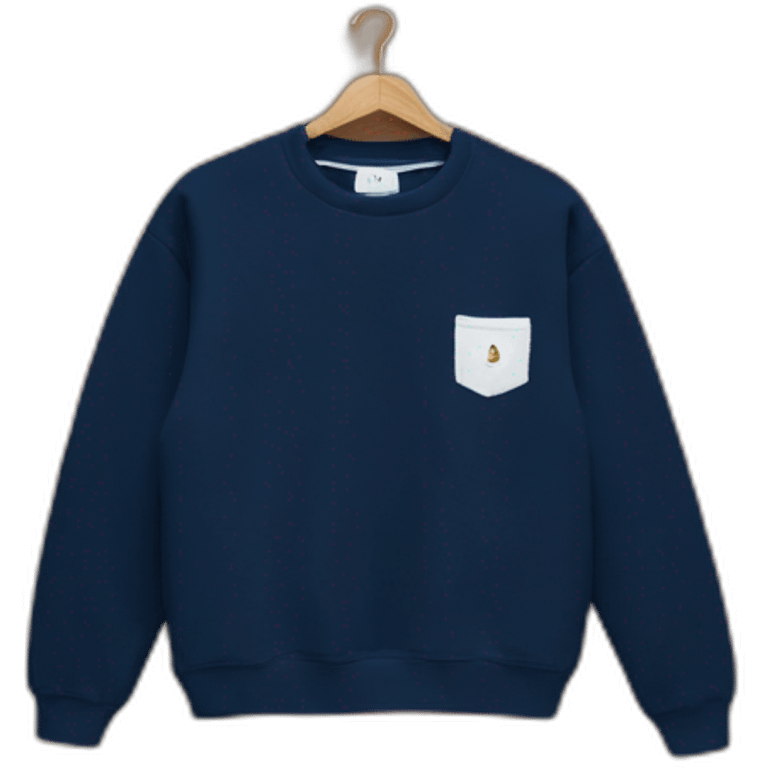 navy blue sweatshirt with white R breast pocket embroidery emoji