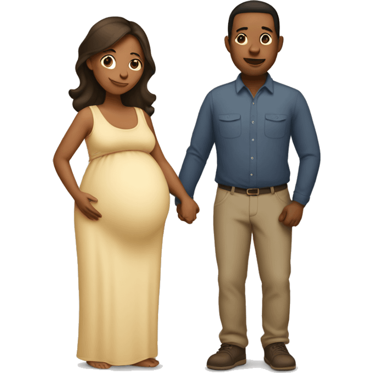 A pregnant woman with her husband  emoji