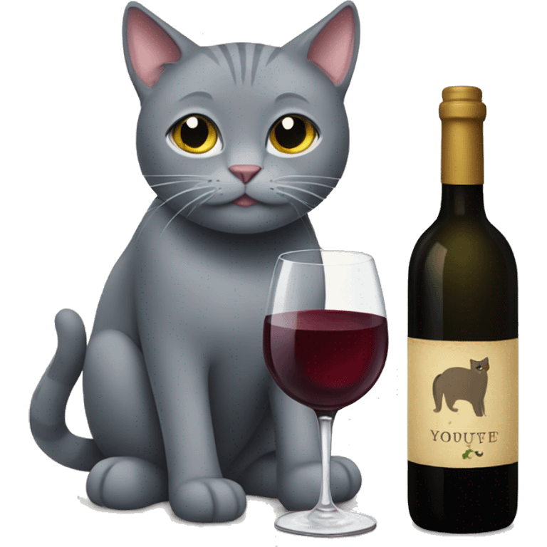 Grey Cat drinking wine emoji