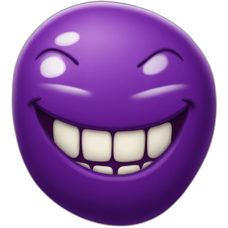 Purple bean with large toothy smile evil grin emoji