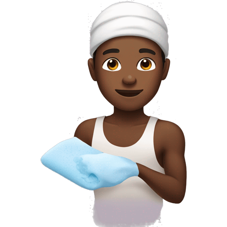 Clean brown skin boy doing skincare emoji